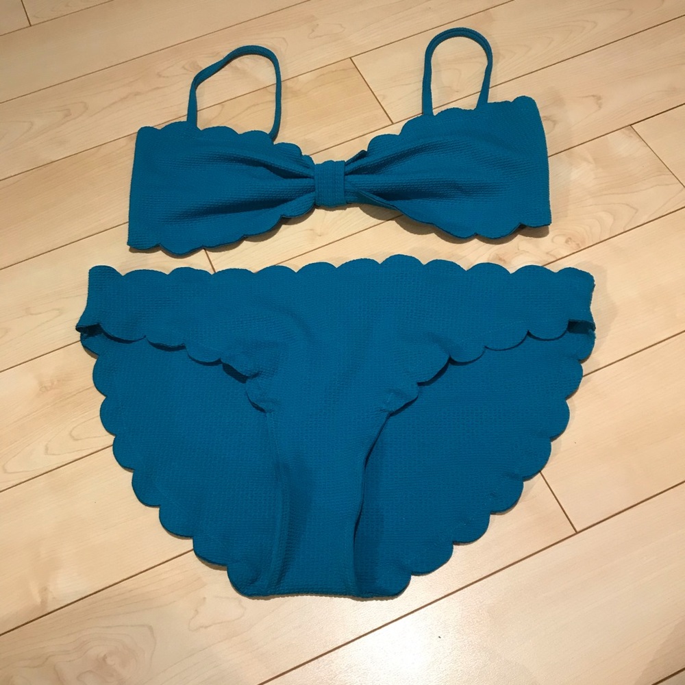 Xl high waisted bow top teal bikini NWT